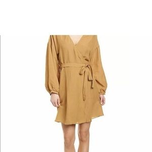 Madewell Mustard Long Sleeve Wrap Dress